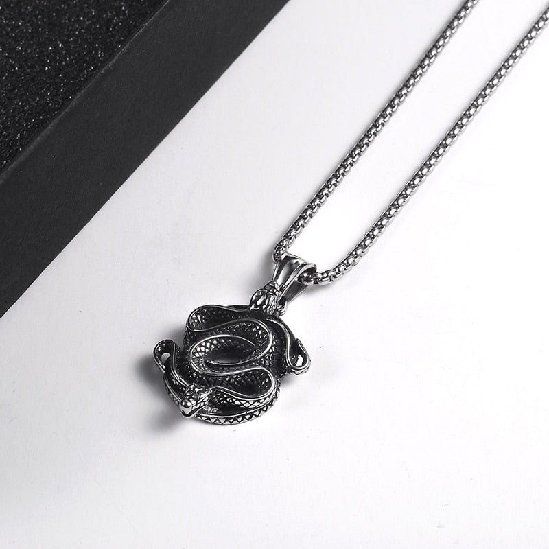 Stainless Steel Snake Pendant w/Chain
