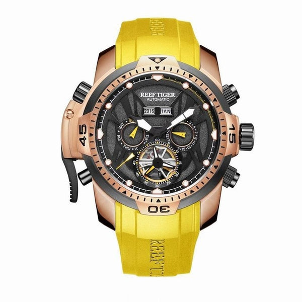 Reef Tiger/RT Sport Watch Complicated Dial with Year Month Perpetual Calendar Big Steel Case Watches RGA3532