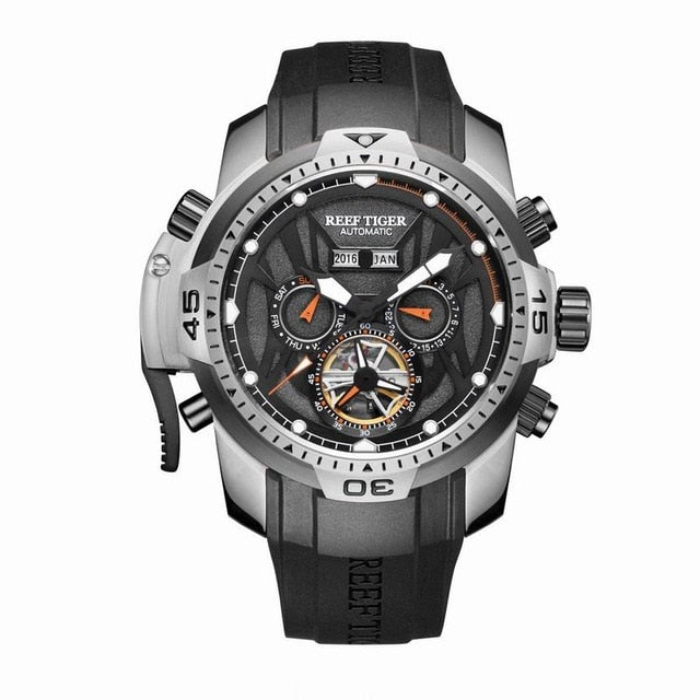Reef Tiger/RT Sport Watch Complicated Dial with Year Month Perpetual Calendar Big Steel Case Watches RGA3532