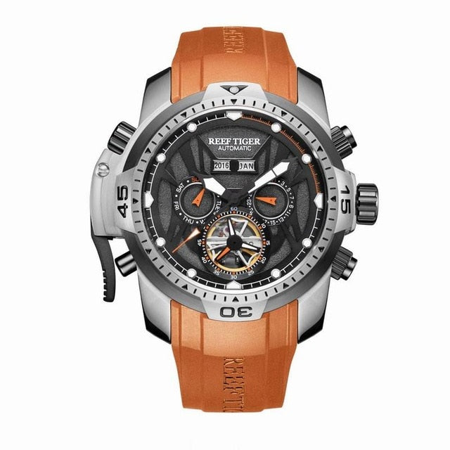 Reef Tiger/RT Sport Watch Complicated Dial with Year Month Perpetual Calendar Big Steel Case Watches RGA3532